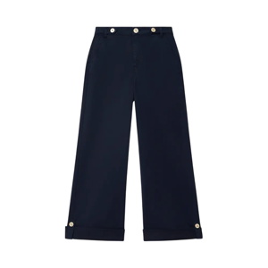 Mint Velvet Navy Cropped Wide Chino Trousers